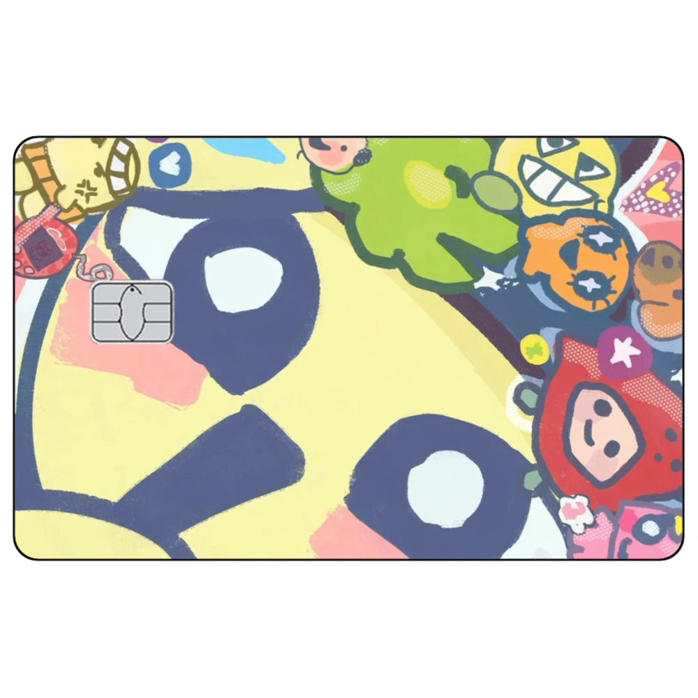 Cute Cartoon Mametchi Credit Card Skin Sticker Electronic Pet Matte Stickers for VISA Cards and Other IC Magnetic Cards Decal