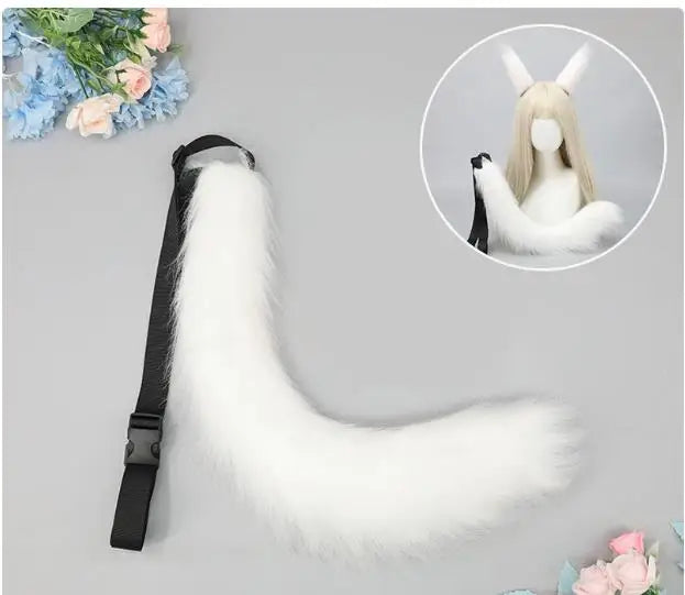 Cos Jewelry Props Fox Tail Wolf Tail Cat Strap Tail Accessories Large Handmade Plush Beast Ears Beast Tail