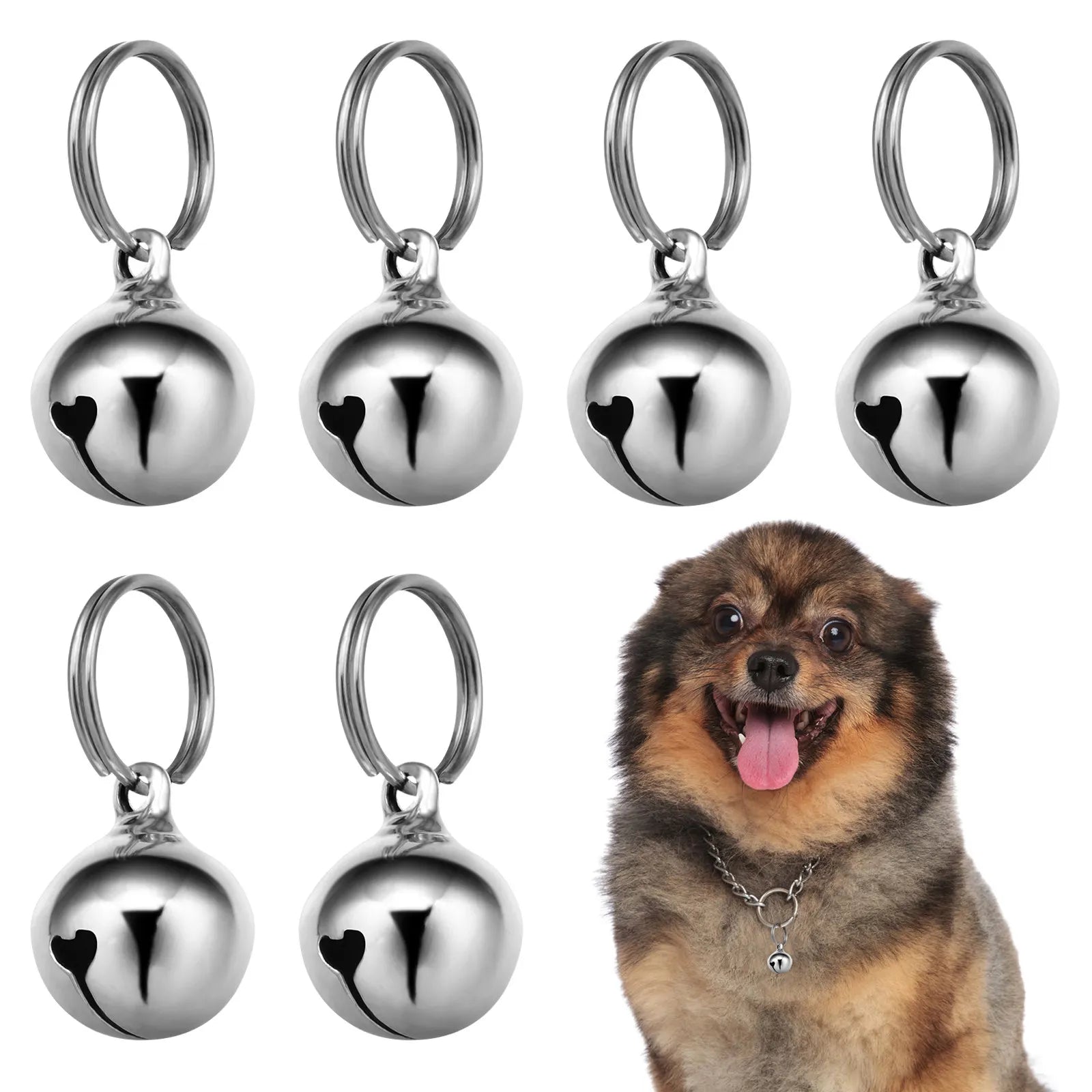 6pcs 16mm Cat Pendant Bell Copper Collar Bell Hanging Ornaments  Metal Pet Jingle Hanging Bells Dog Puppy Necklace Accessories