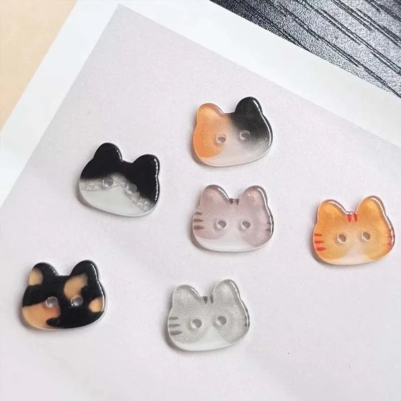 30pcs Cat Buttons Cute Creative Calico Cat Buttons Fashionable Resin Ginger Cat Buttons Clothes Accessories