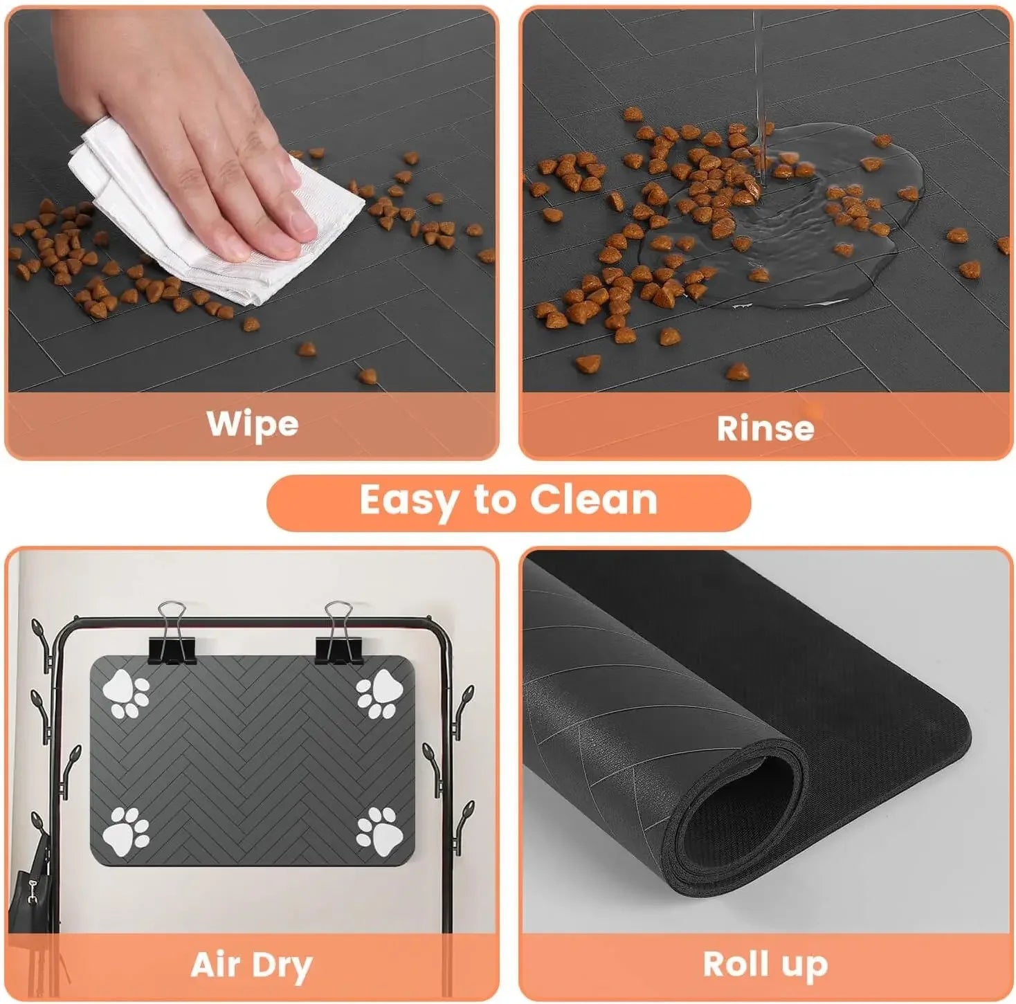 Little Kitten Dog bsorbent Pet Feeding Mat, Waterproof Placemat for Dog & Cat Food & Water Bowls, Quick-Dry Rubber Backing