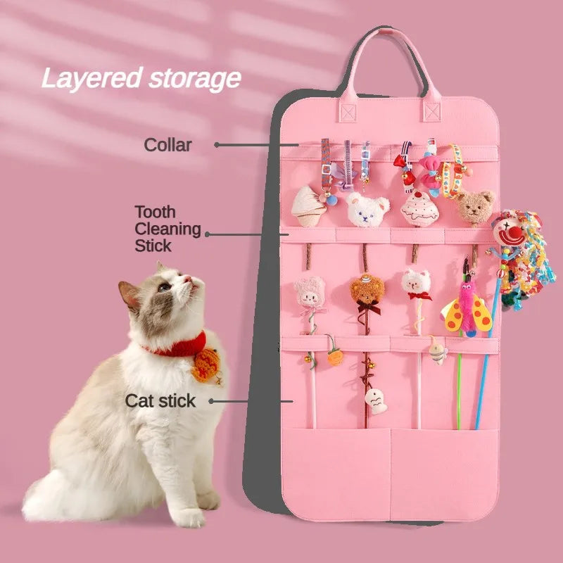 Pet Storage Bag Cat Toy Storage for Cat Stick Toys Catnip Toy Dog Comb Cat Interactive Toy Pet Toys Organizer Pet Products ﻿
