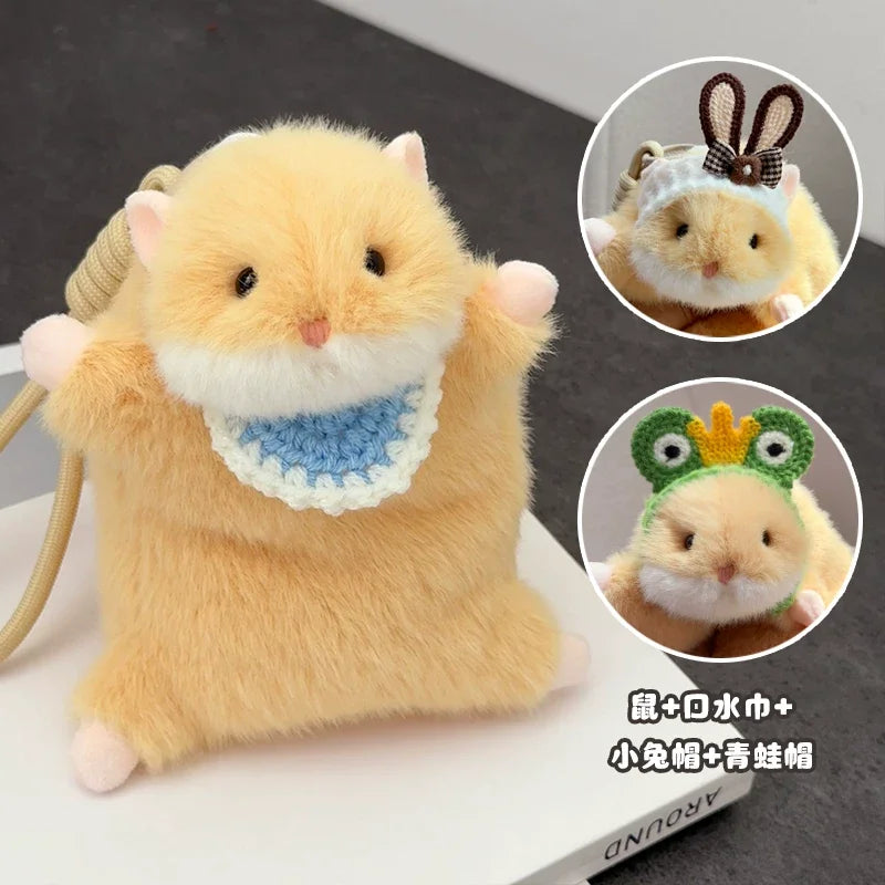 New Products In Stock Cute Golden Bear Little Hamster Plush Toy Cartoon Cute Pet Keychain Bag Pendant Style To Good Friends