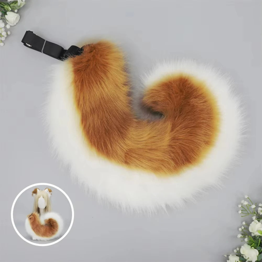 Women Furry Plush Dog Ears Headband Tail Set Halloween Christmas Cosplay Cute Pet Role Play Akita Folded Droopy Ears Hot New