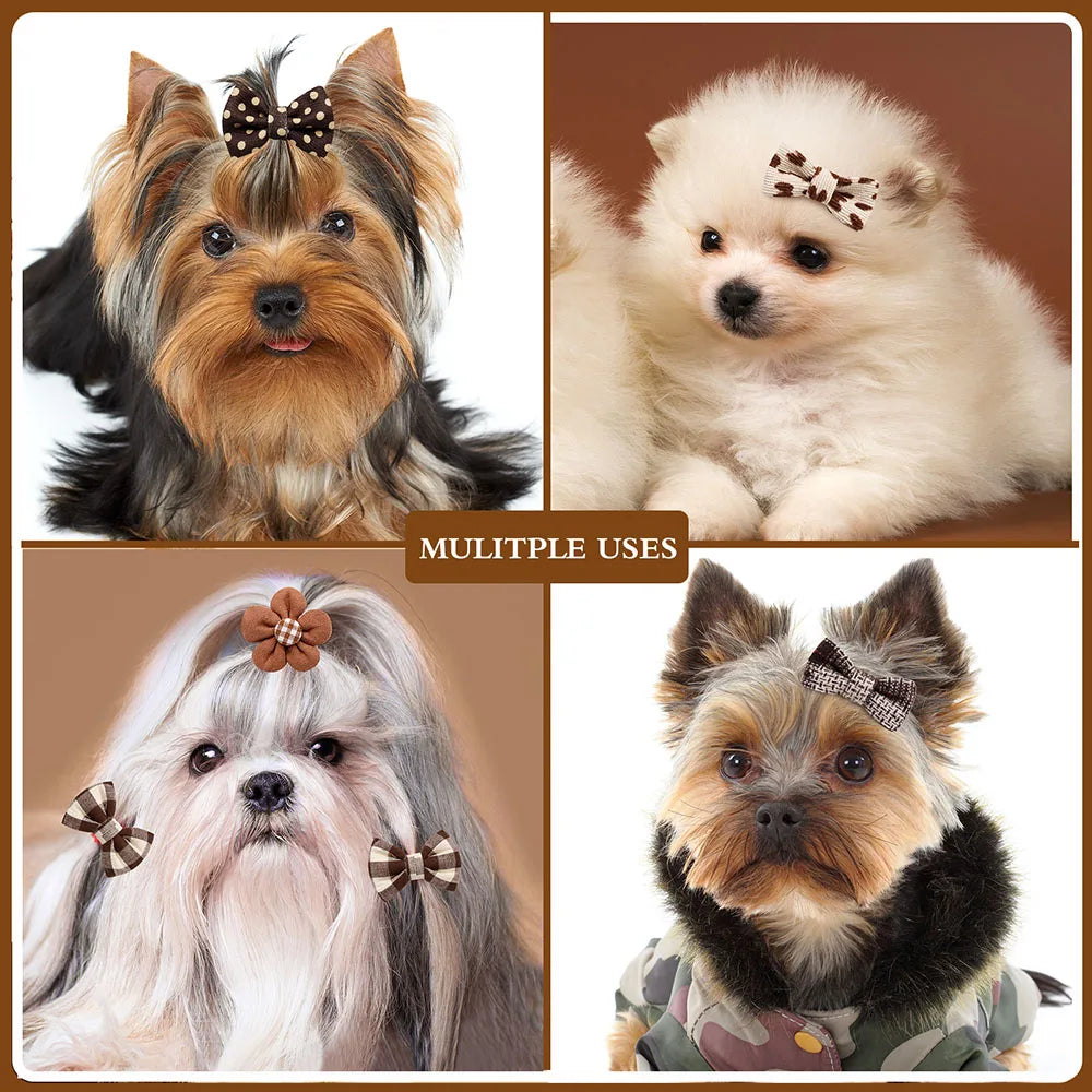 10PCS Dog Hair Bows Rubber Bands Pet Small Dog Cat Bowknot Cute Dogs Bows For Dogs Grooming Pet Accessories For Small Dogs