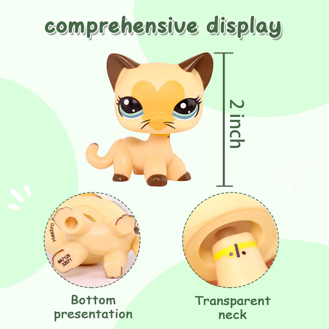 LPS Mini Pet Shop Pet Bobble Head Toy Rare Yellow Short Hair Cat Collectible Gift for Child Cute Animal Toys