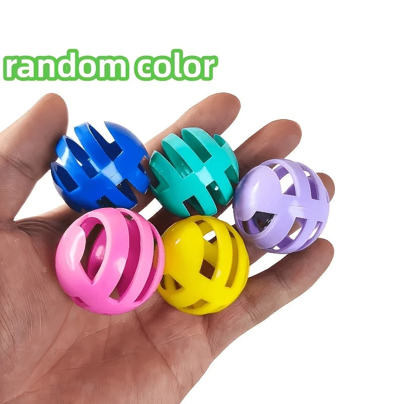 5pcs Random colors Cat Openwork Bell Ball  Interactive Toy  The Perfect Indoor Entertainment Toy for Cats  Durable and Safe