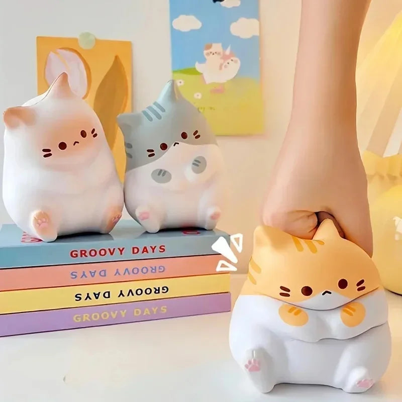 Adorable Cartoon Cat Squeeze Toys for Kids Adult Soft Pinch PU Slow Rebound Balls Pop Fidget Toys Halloween Christmas Gifts