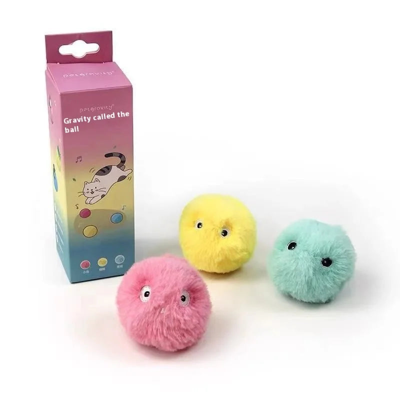 Interactive Ball Smart Cat Toys Plush Electric Catnip Training Toy Kitten Touch Sounding Pet Product Squeak Toy Ball