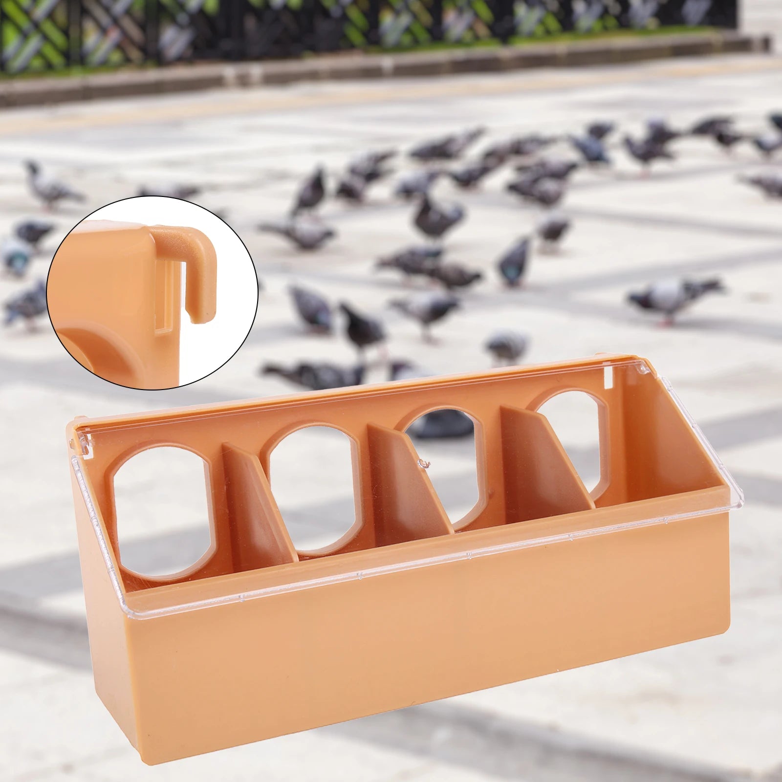 Pigeon 1/2/4Hole Hanging Cage Box Automatic Feeder Large Capacity Food Trough Food Storage Case Birds Supplies Pets Product 1Pc
