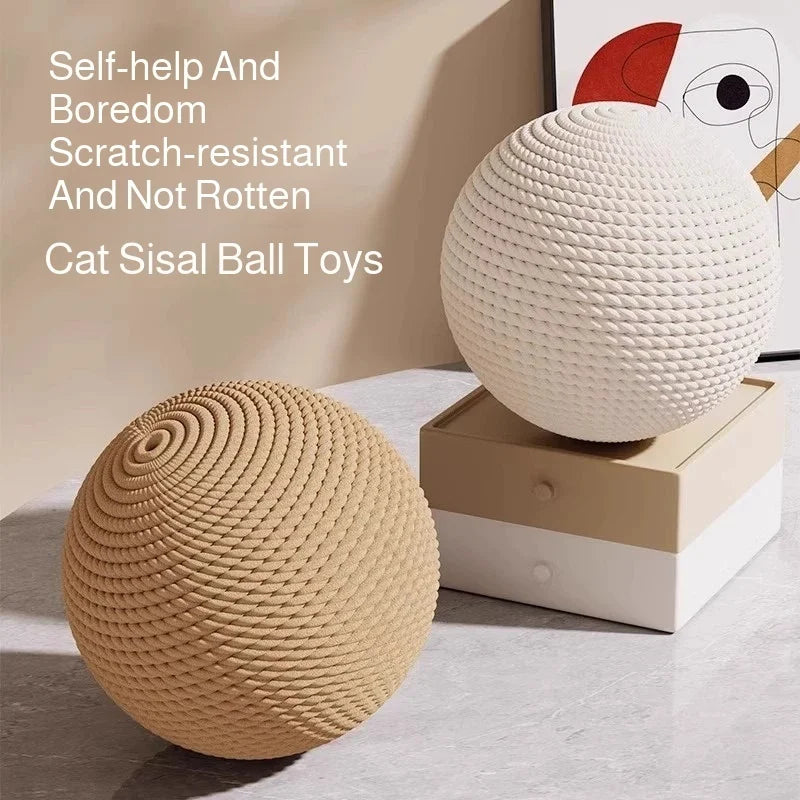 Interactive Sisal Cat Scratching Ball Toy For Kitten Teeth Cleaning Anti Bite Cat Ball Sounding Toy Pet Supplies