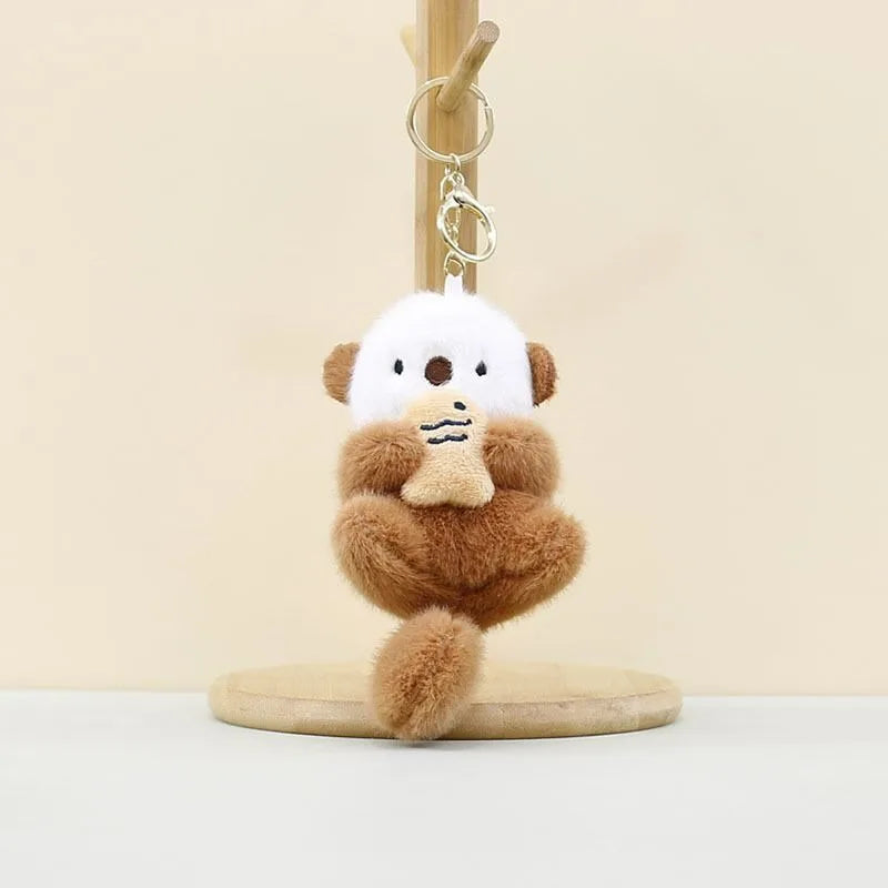 New Cartoon Sea Otter Plush Keychain Small Pendant Fish Seal Plush Doll School Bag Pendant