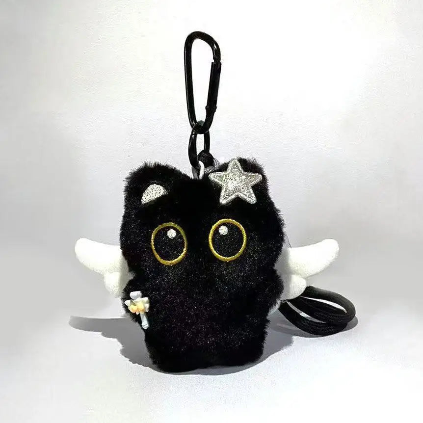 Yupsk 6/1pcs Cute Plush Black Cat Doll Toy Keychain Bag Pendant Charms Kawaii Keyring Accessories For Women Couples Gift