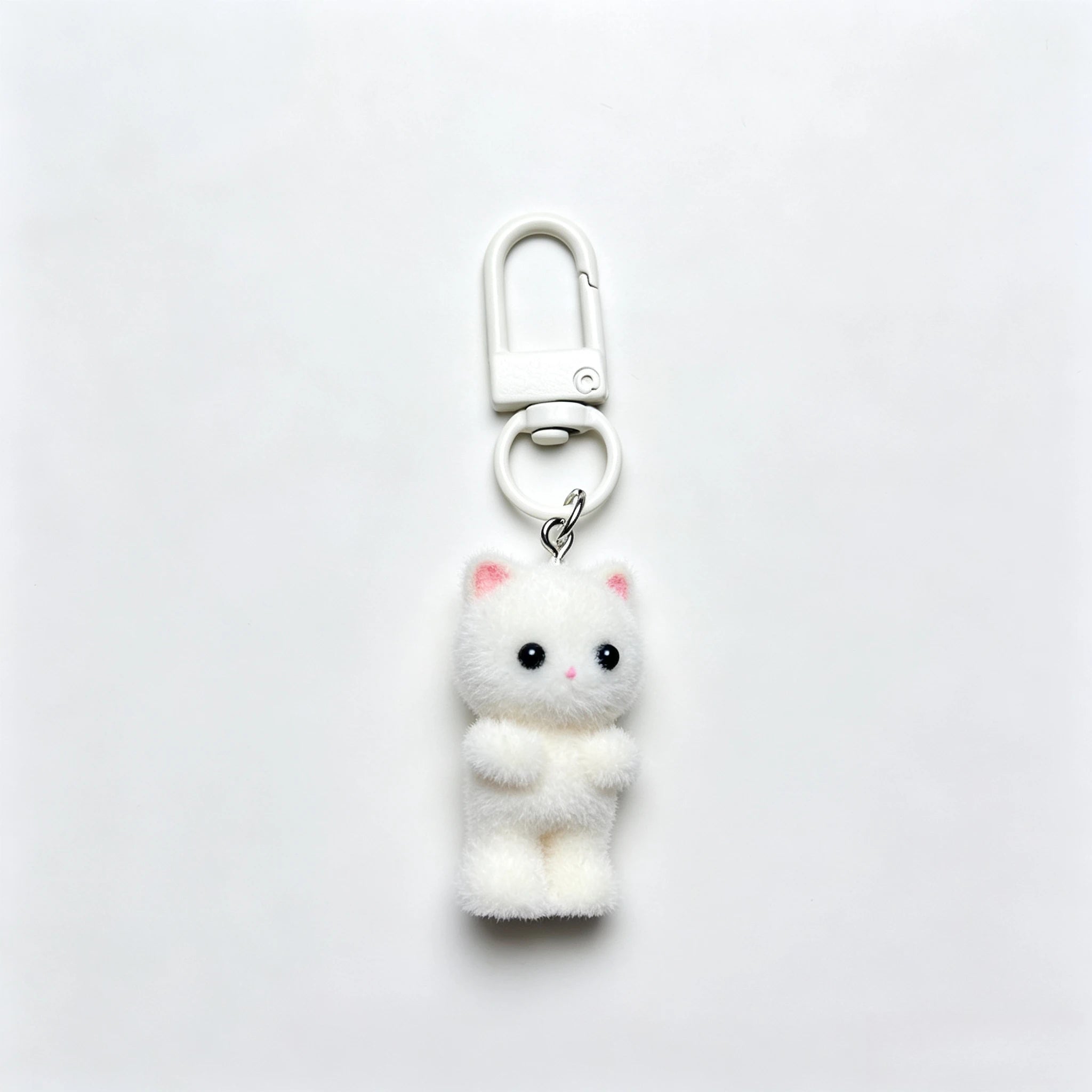 Cute Angel Wing Flocking Cat Charm Keychain for Women Cute Mini Kitten Bag Pendant Sweet Girl Phone Lanyard Keychain Accessories