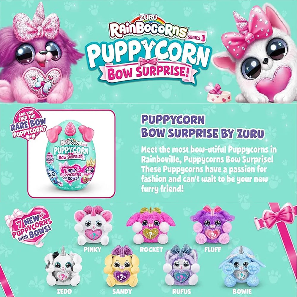 ZURU Rainbocorns Plush Toy Surprise Egg Blind Box Puppycorn Bunny Collectible Doll for Gift Fairycorn Pets Alive
