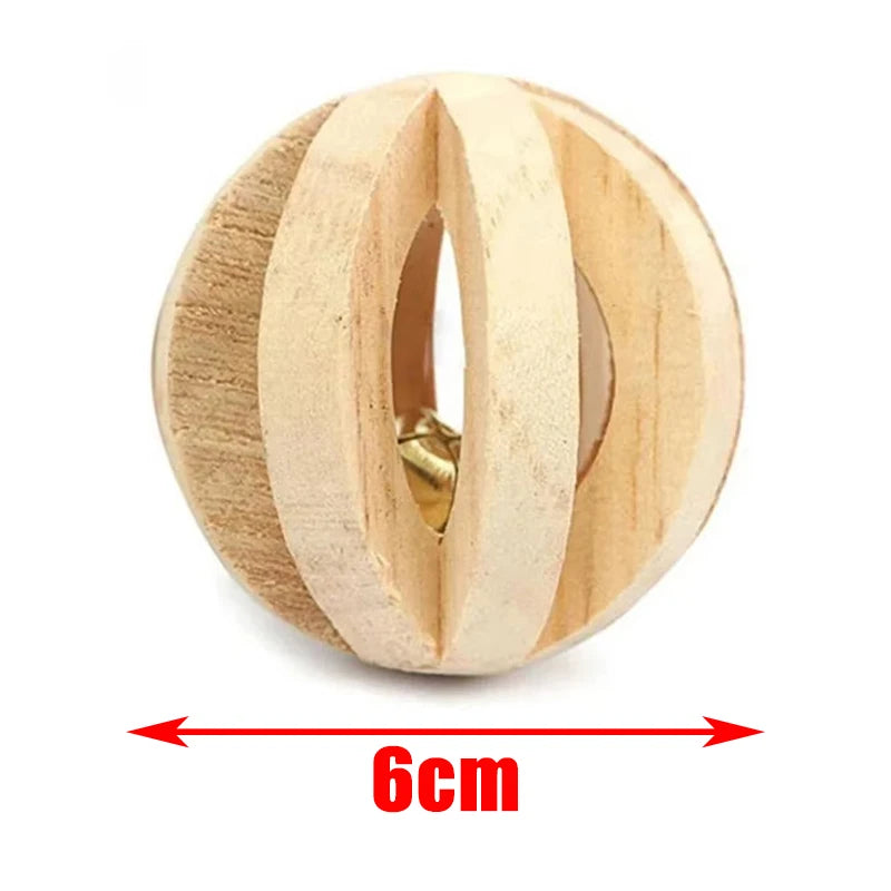 Guinea Pig Rabbit Hamster Small Animal Play Pet Roller Toys Natural Wooden Pine Dumbells Unicycle Bell Chew Chewing Braided Ball