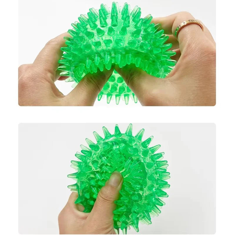 High Bounce TPR Spiky Dog Toy Ball Squeaky Bite Resistant Indestructible Molar Teeth Cleaning Interactive Self Play Relief Bored