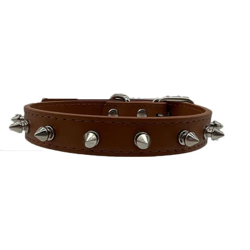 Pet Products Leather Cat Dog Collar Cool Adjustable Pet Spiked Studded Collars Exquisite Colorful Pet Necklace Small Medium Pets
