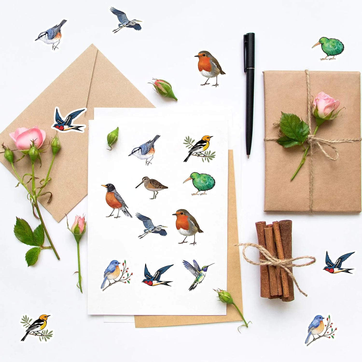 500pcs/roll Cute Colored Birds Cartoon Graffiti Stickers DIY Phone Guitar Laptop Notebook Suitcase Waterproof Sticker Kids Toy