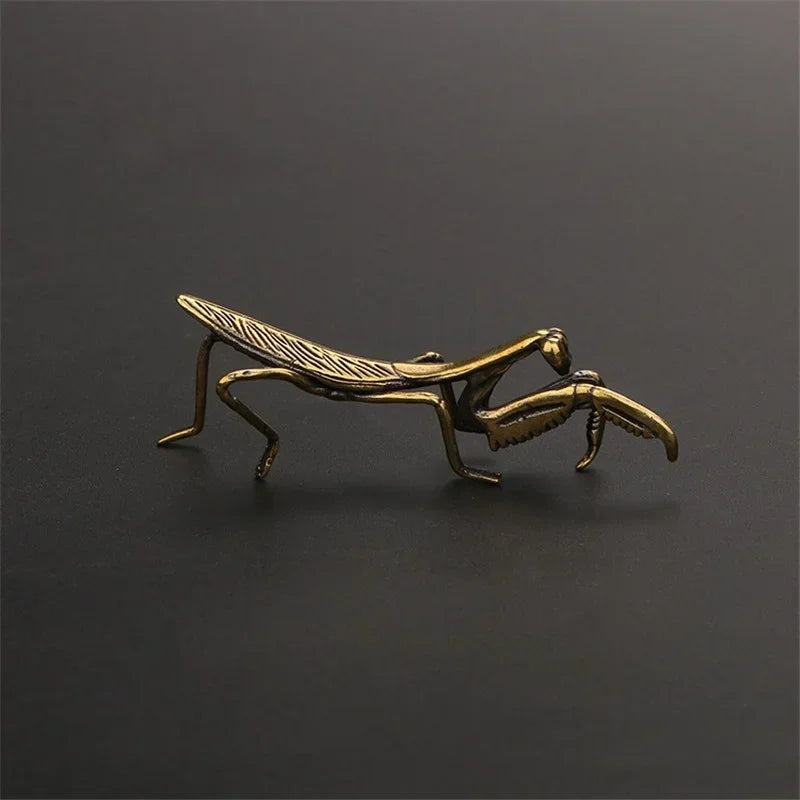 Copper Praying Mantis Miniature Ornaments Retro Flower Pot Decoration Decoration Craft Accessories Tea Pet Antique