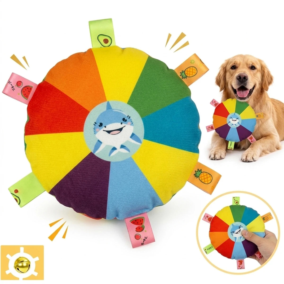  Dog Sounding Plush Toy Bell Cartoon Flying Toy Small Dog Teeth Grinding Toy Wear Resistant Bite Puppy Pet Product