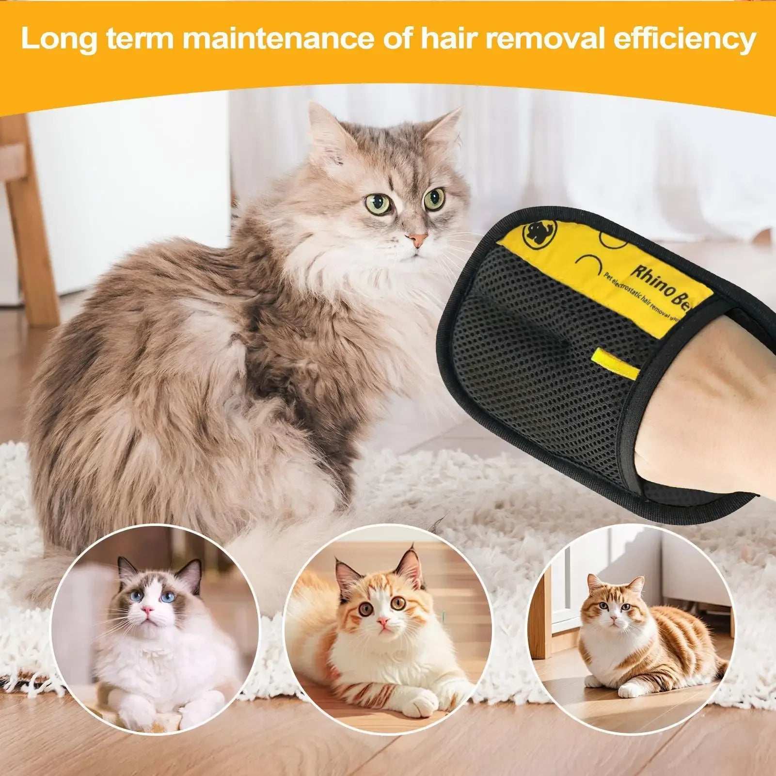 Cat Grooming Gloves Electrostatic Pet Hair Removal Brush for Cleaning Sofa Carpet Clothes Double-sided Pet Hair Remover