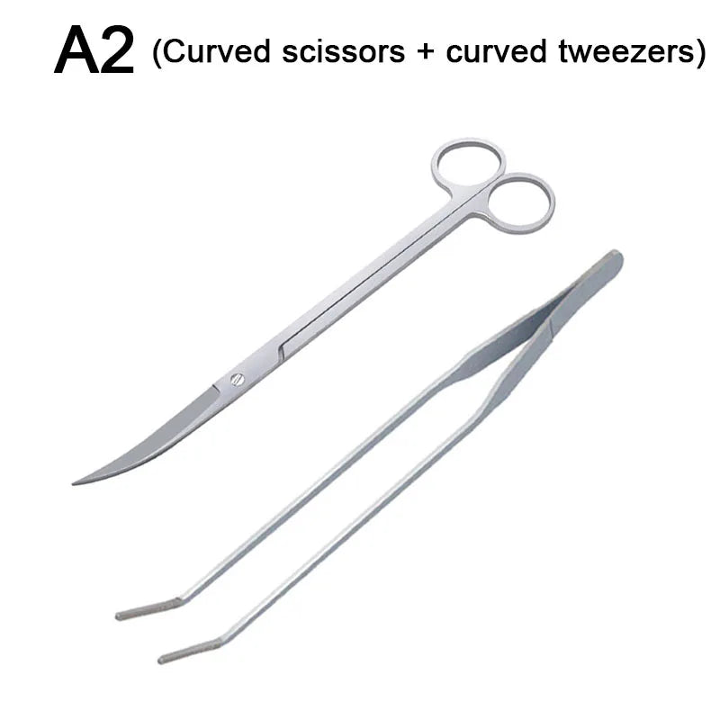 Aquarium Scissor Tools Set Wave Scissors Tweezers Plants Grass Stainless Cleaning Tools Fish Tank Shovels Aquarium Accessories