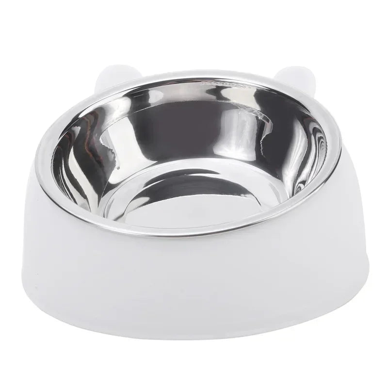 Trendy Stainless Steel Cat Dog Double Bowl 15 Degree Inclined Anti Neck Strain Pet Feeder Slant Mouth Best Selling Pet Supplies