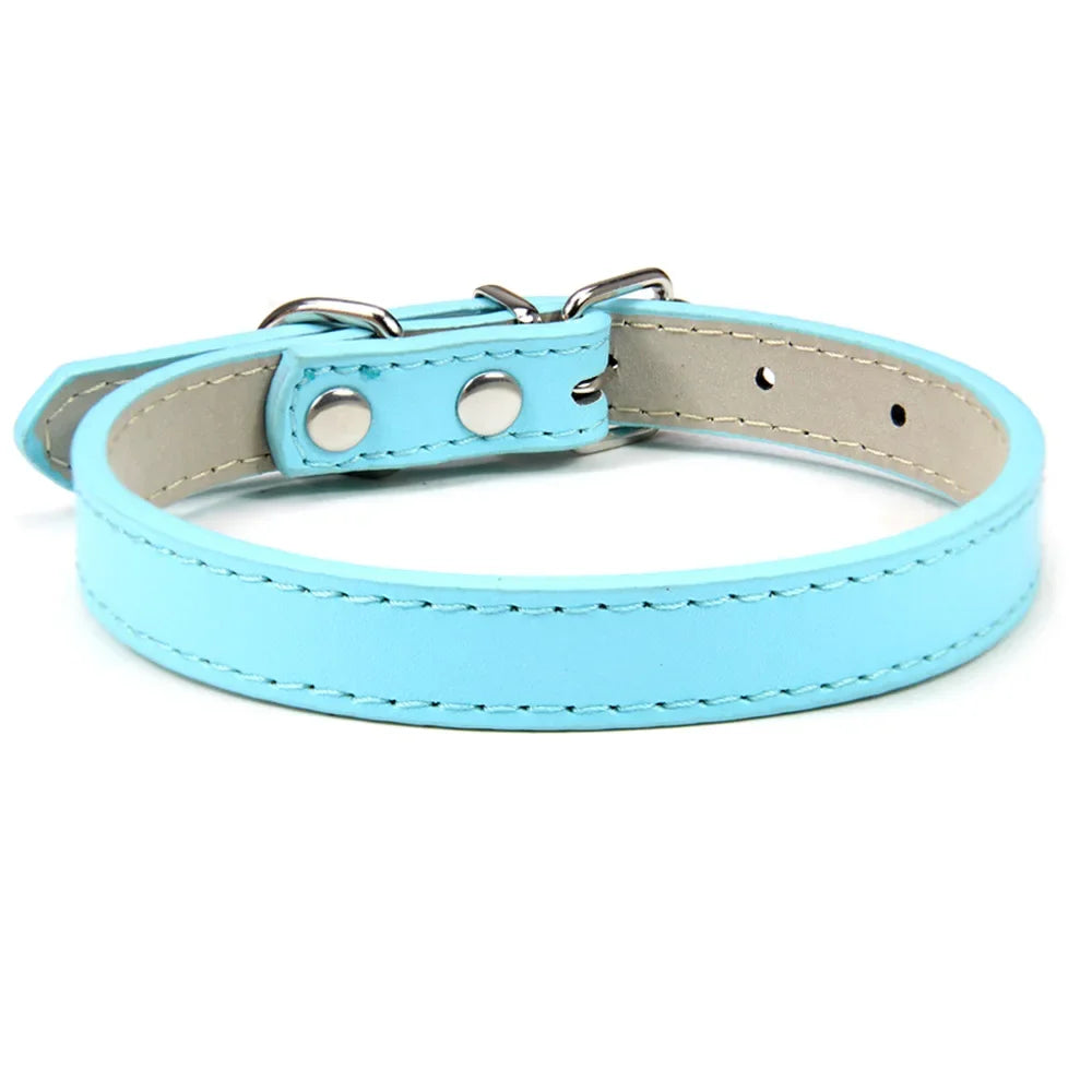 Soft Leather Solid Dog Collar Adjustable Puppy Neck Strap Safe Collars for Small Medium Big Dog Kitten Necklace Cat Accessories