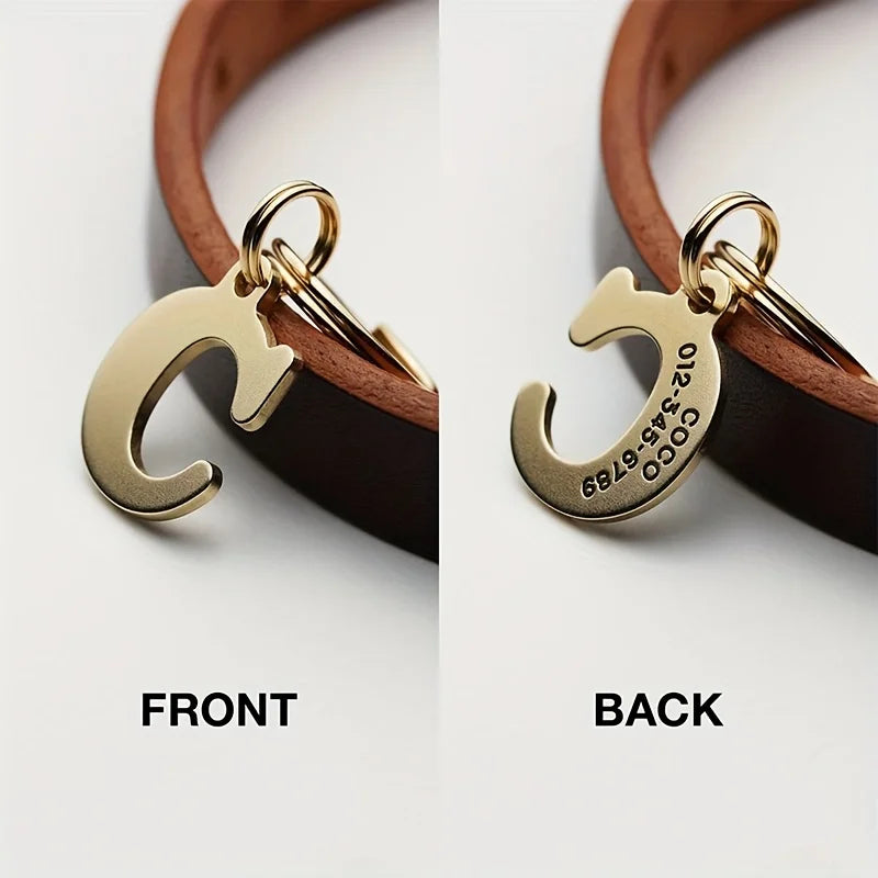 [Customized Products] Personalized Stainless Steel Pet Pendant Keychain, Customizable Pet Id Tag Letter Pendant, Custom Dog Tag