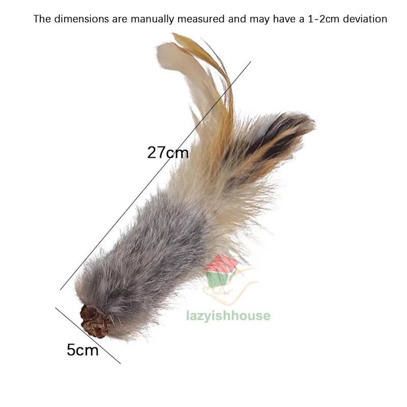 Natural Rabbit Fur Ball Cat Toy Cat Mint Fengrong Toy Cat Teasing Stick Cat Toy Self Fun and Stress Relieving Tool Pet Products
