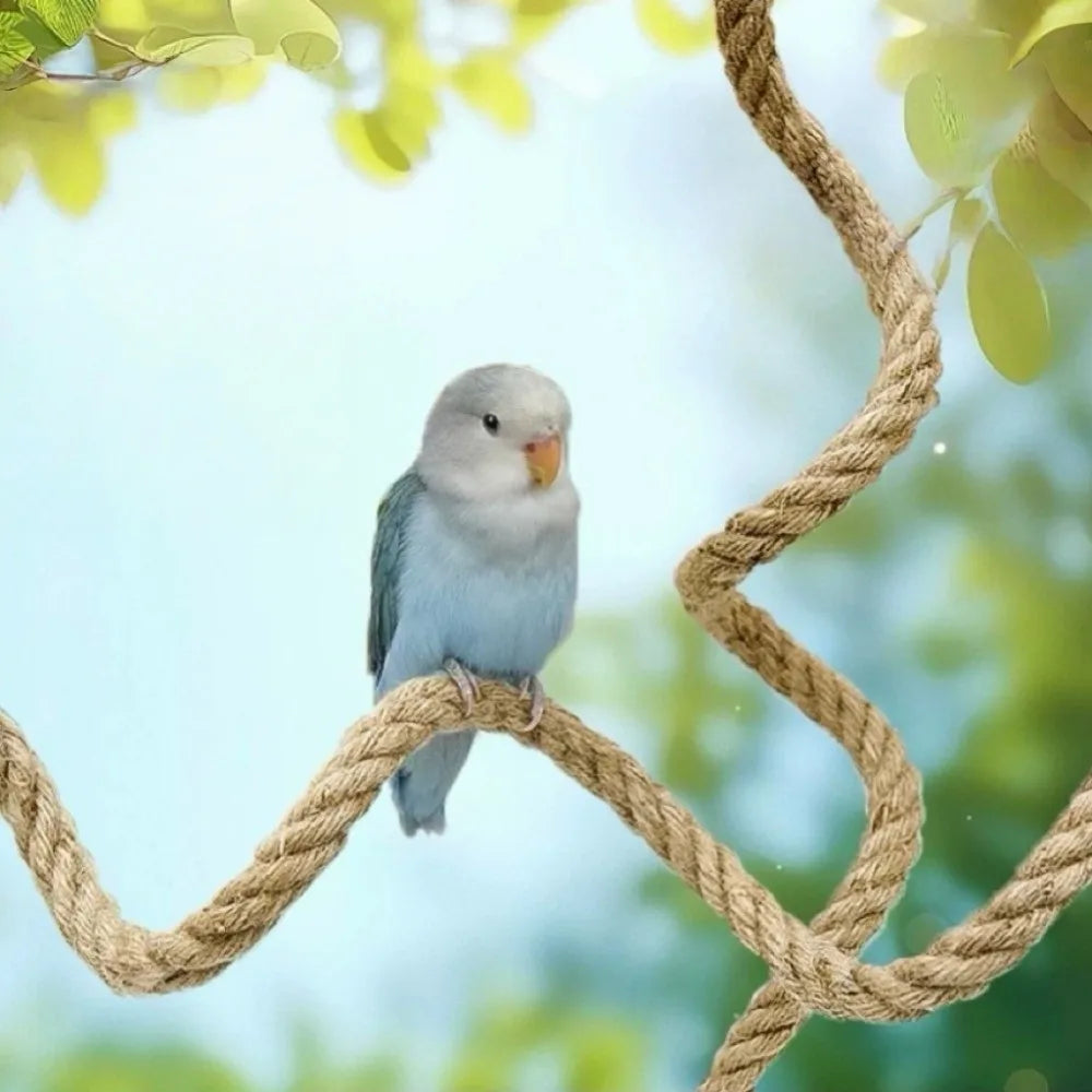 Linen Rope DIY Bendable Perch for Birds Non-slip Comfortable Grip Suction Cup Bird Climbing Rope Stable Durable