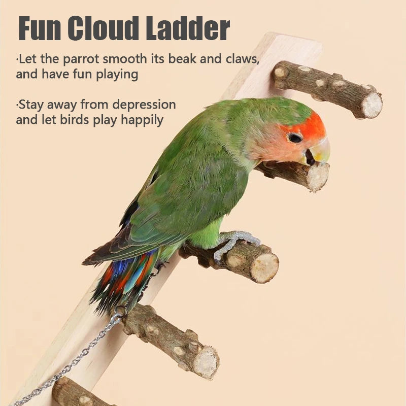 1PC Wood Ladder Pet Interactive Bird Parrot Toy Ladder for Hamster Cage Funny Grinding Stick Climbing Toy Bird Accessories