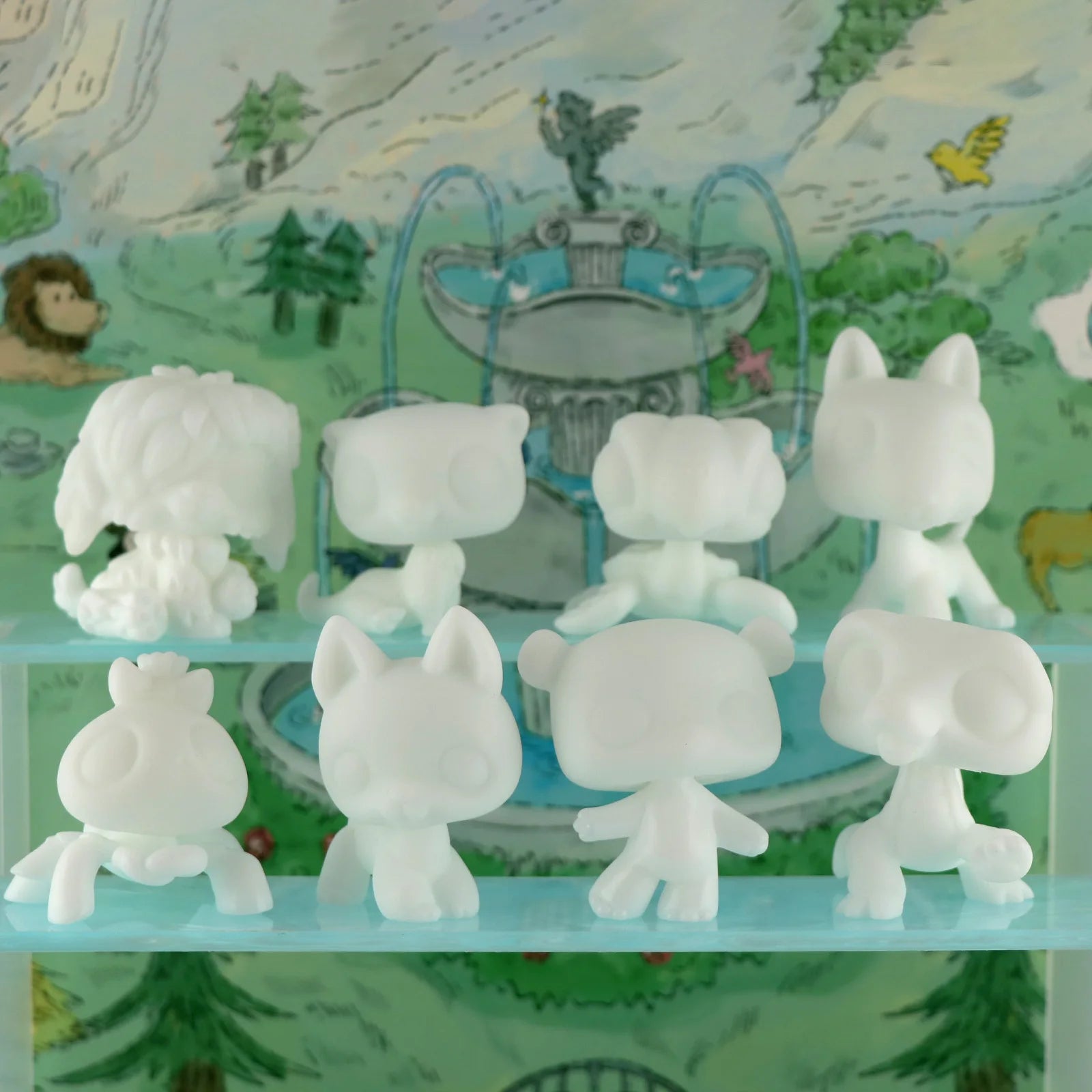 Minilpsshop White Base For Pet Shop Toy Crocodile Spider German Shepherd Turtle Panda Bull Terrier and Sheepdog DIY Painting