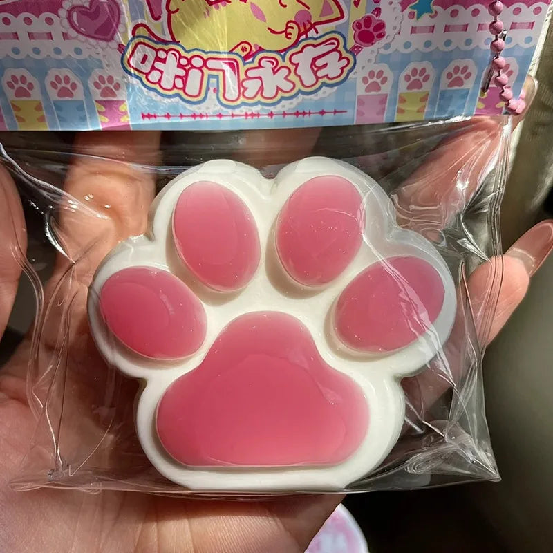 1pc Cute Cat Paw Squeeze Toy Soft Sticky Decompressing Stress Relief Slow Rebound Jelly Pinch Toy for Kids Adults Squishy Toy