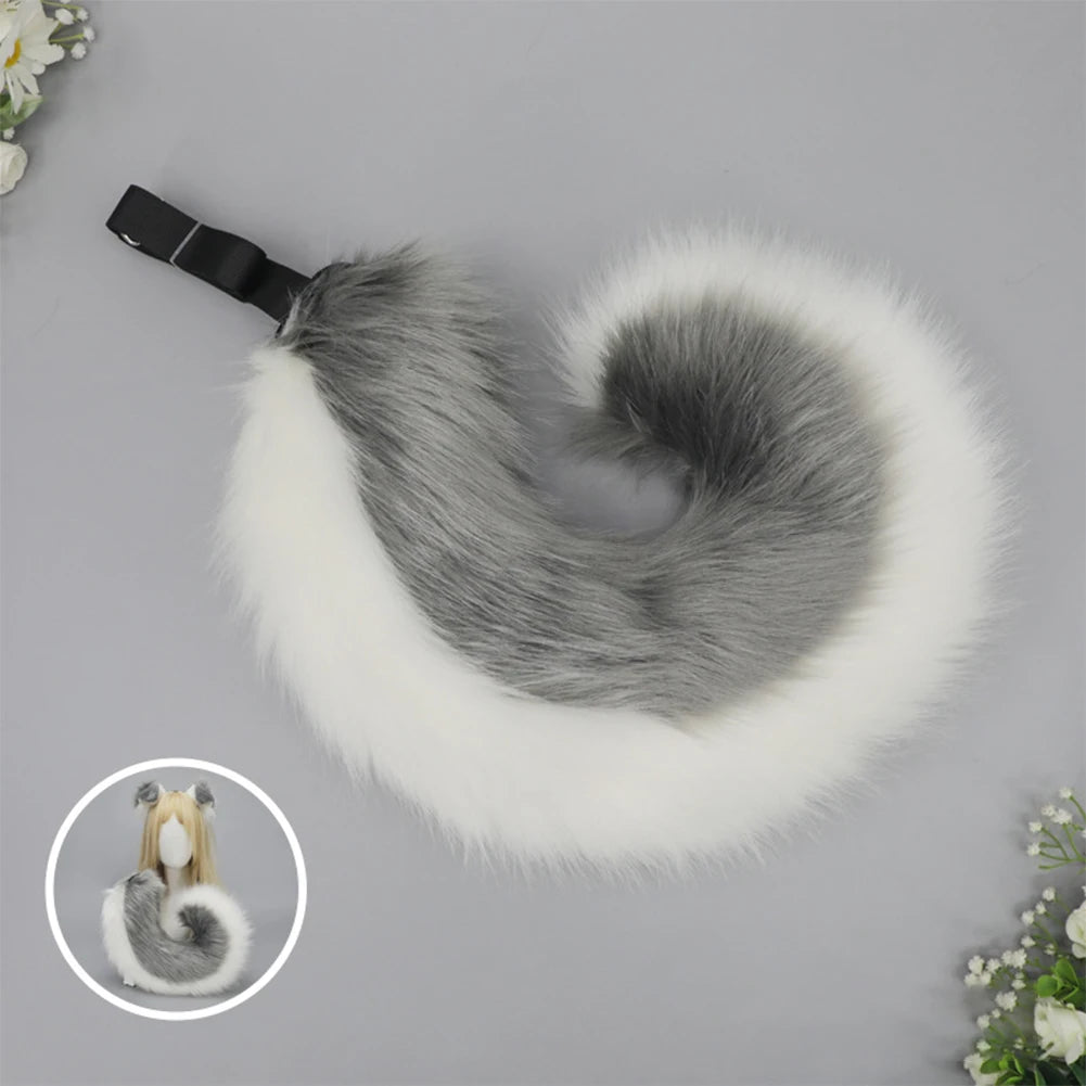 Women Furry Plush Dog Ears Headband Tail Set Halloween Christmas Cosplay Cute Pet Role Play Akita Folded Droopy Ears Hot New