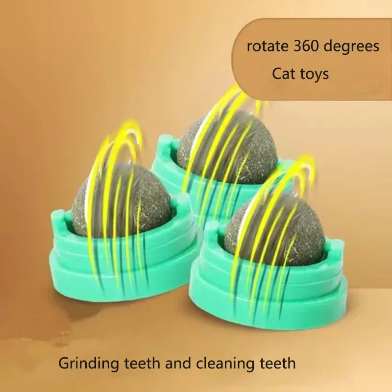 Cat Toy Catnip Cat Wall Stick-on Ball Toy Scratchers Treats Healthy Natural Removes Balls to Promote Digestion Cat Grass Snack