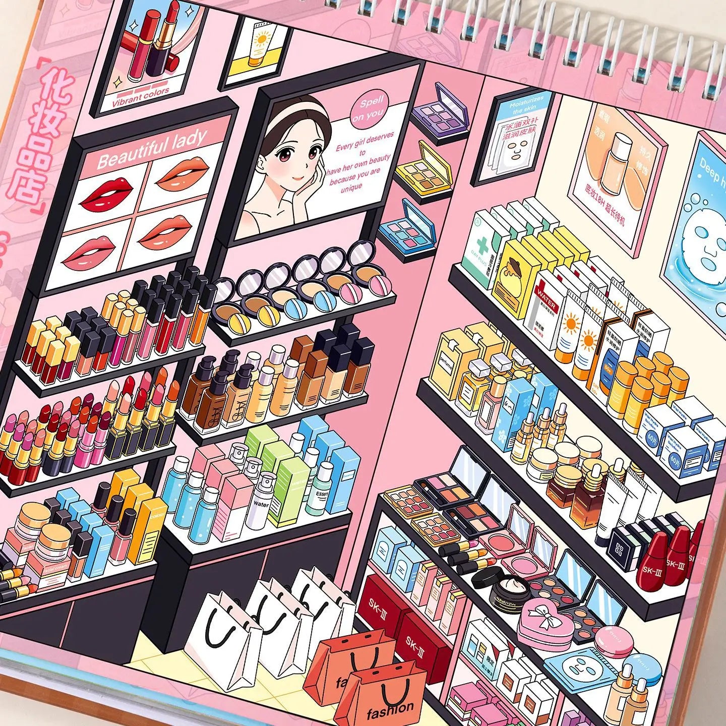 Kawaii Supermarket products 3D home furnishings Landscape Sticker book DIY Pocket Cabin Scene festival gift