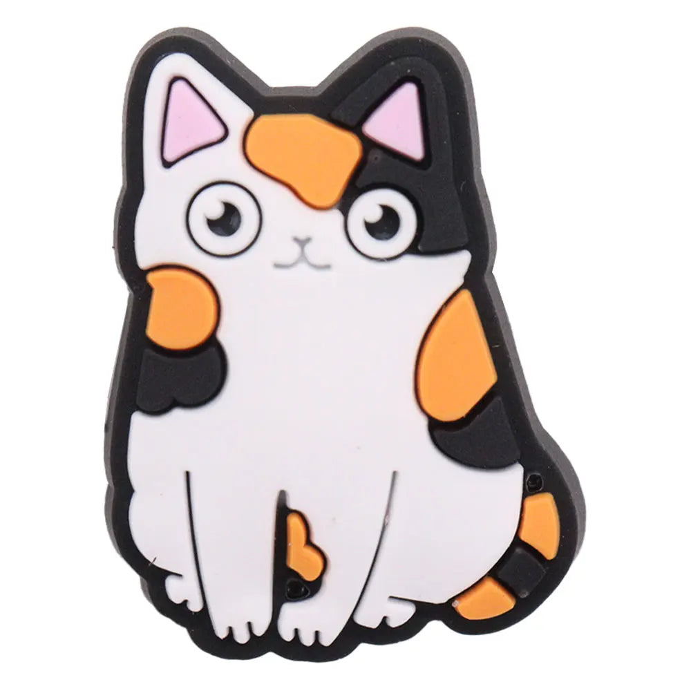 1-17PCS PVC Kawaii Animal Cat Mom Sandal Shoe Decoration Buckle Charms Fit Wristbands Hole Slipper Accessories Kid Xmas Gift