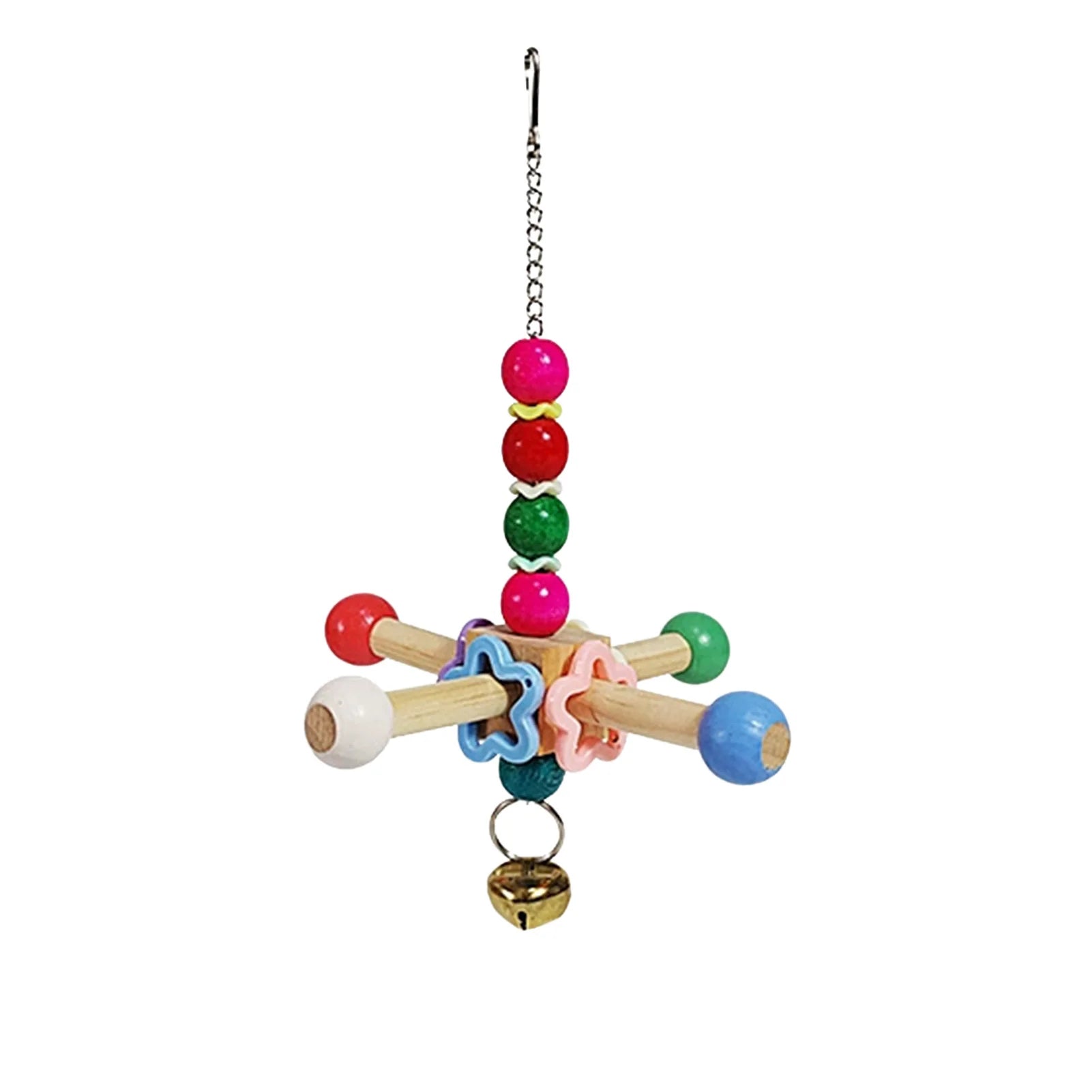 Cage Hanging Rope Bird Climbing Chewing Toys Multicolored Natural Wooden Bird Chewing Toys for Conure Cockatiel Budgies