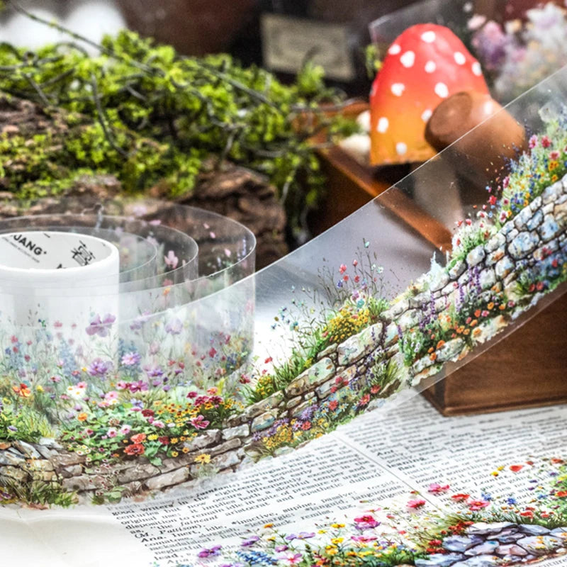 Mr. Paper, Greenfield Flower Wall Series PET Landscaping Tape 6, DIY Handbook Decorative Stickers, Student Stationery Products