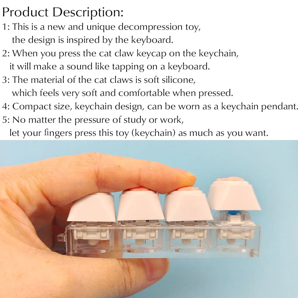 Fingertip Decompression Toy Keys Silicone Soft Cat PAWS Keychain Key Ring Mobile Phone Pendant Accessories Keyboard Tapping