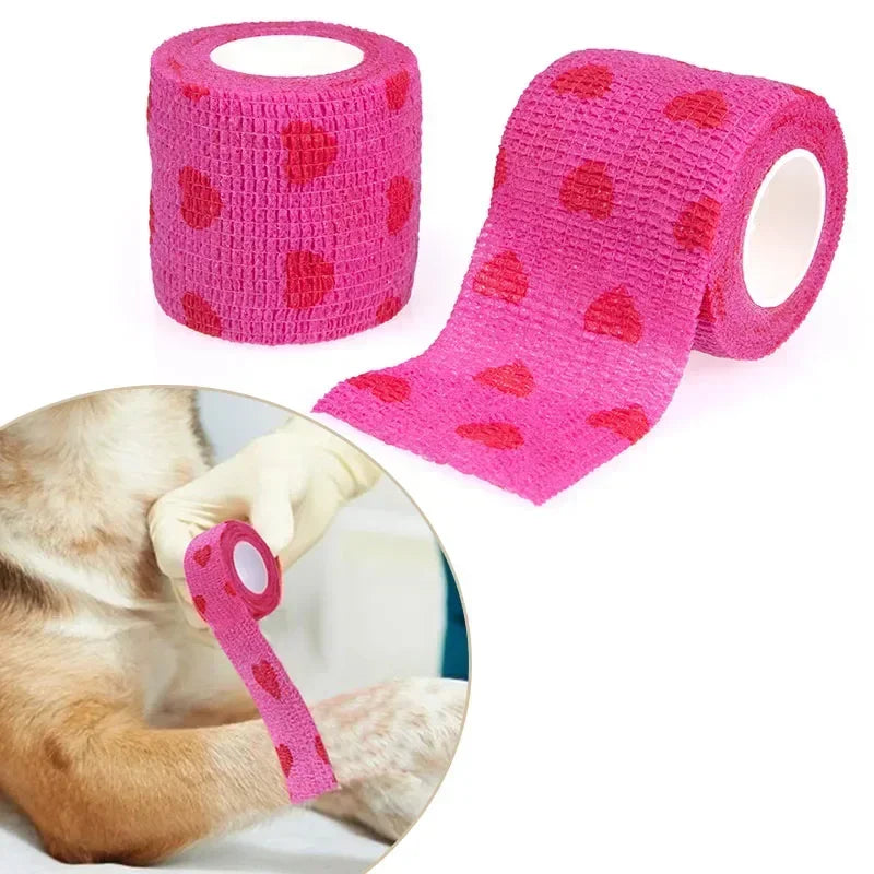 Pet Dog Cat Medical Breathable Elastic Bandage Non-woven Pet Self Adherent Wound Outdoor Retractable Sports Tape Dog Accessories