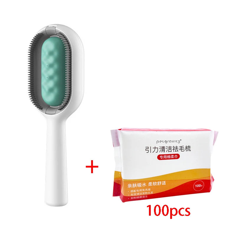 Cat Brush Long Hair Remover Brush for Dog Cat Silicone Pet Grooming Comb with Wipe and Water Tank Pet Product Accessories