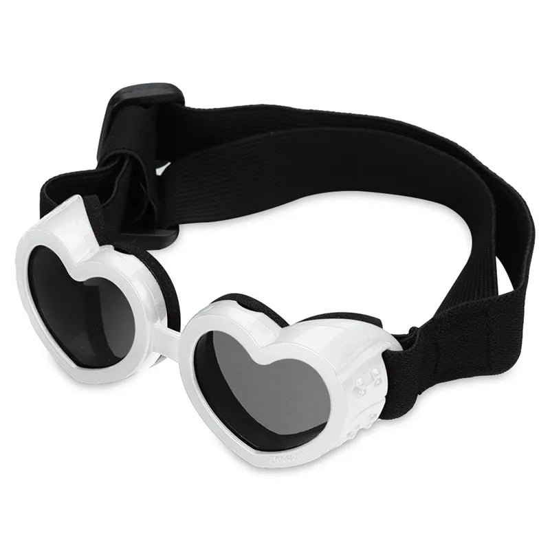 1 Pcs Heart-shaped Small Dog Sunglasses Waterproof UV Protection Dog Cat Sun Glasses with Adjustable Strap Goggles Pet Products