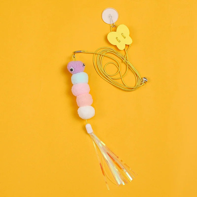 Pet Cat Toys Funny Stick Kitten Self -hi Elastic Rope Dragonfly Shape Feather Bell Teasing Stick Hanging Swing Thousands