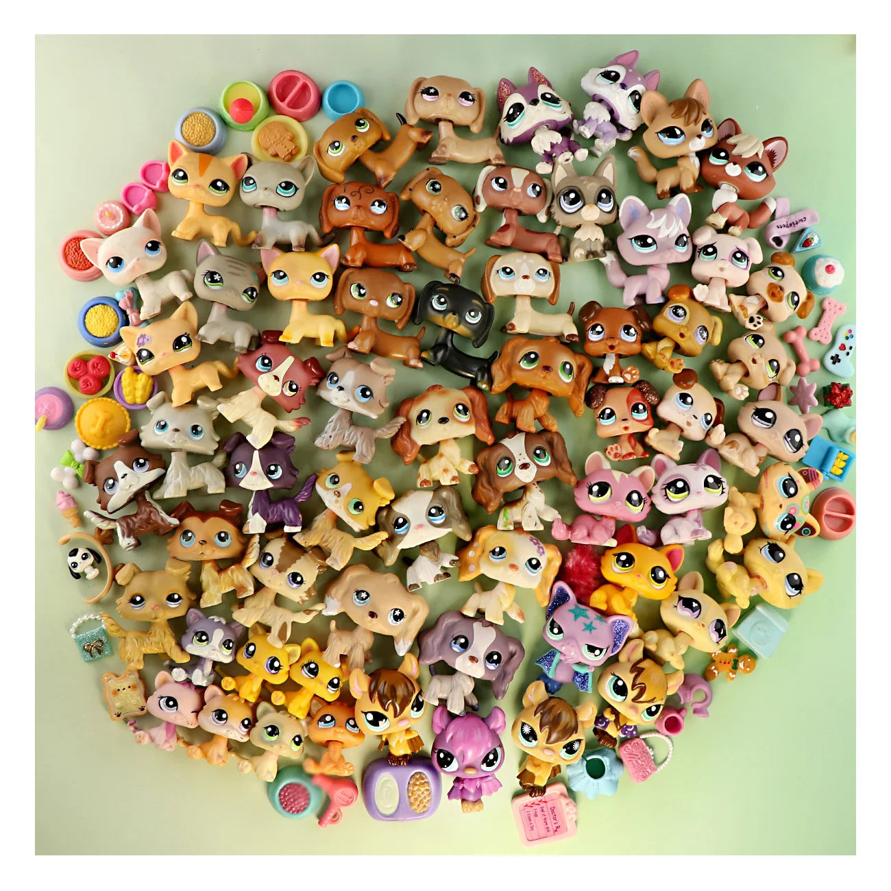LPS Minilpsshop Pet Shop Bobble Head Toy Rare Random 5pcs Toys and 7pcs Accessories Kids Gift