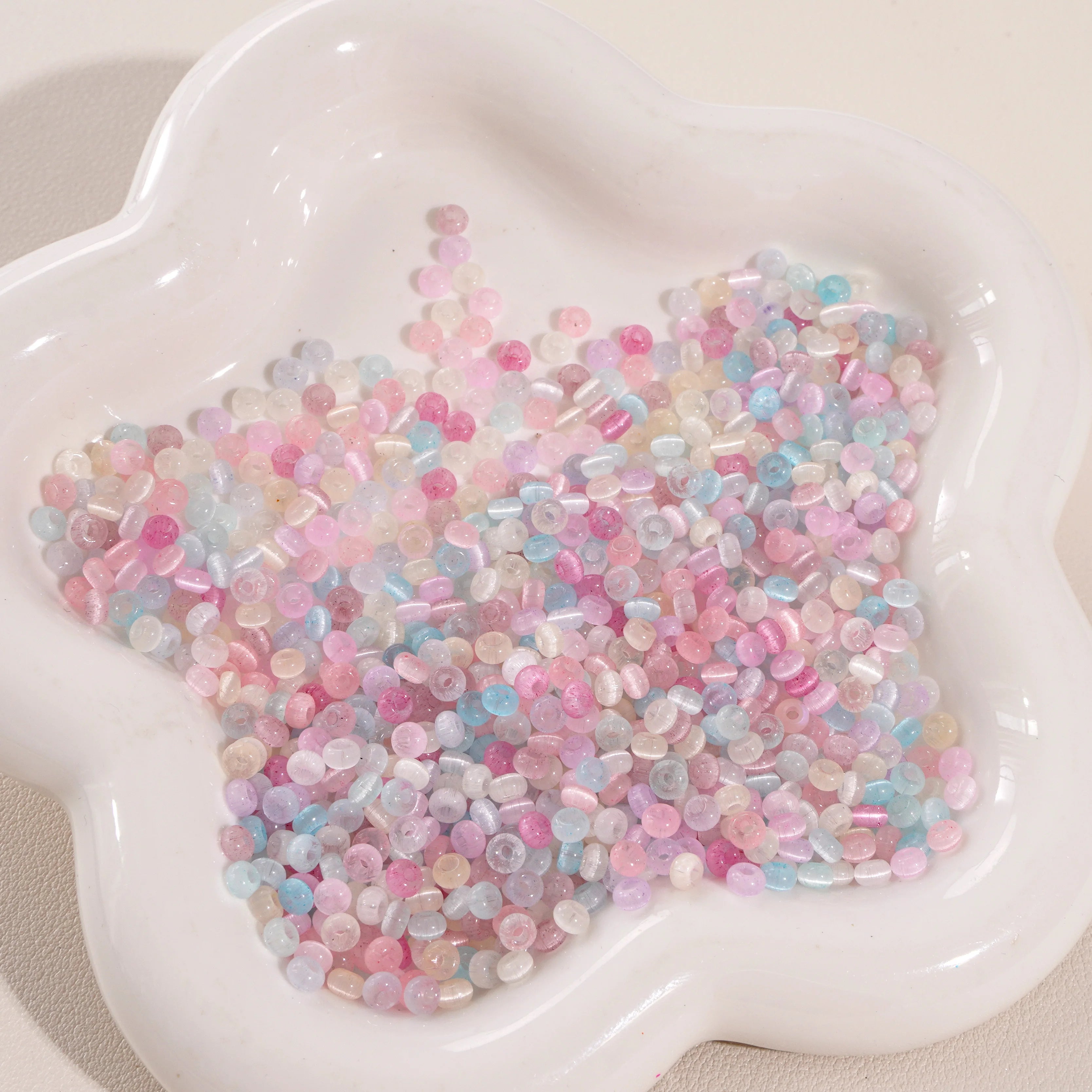 90-180Pcs Colorful Glass Rice Beads Cat Eye Beads Loose Spacer Beads for Handmad DIY Jewelry Making Bracelet Necklace Accessorie