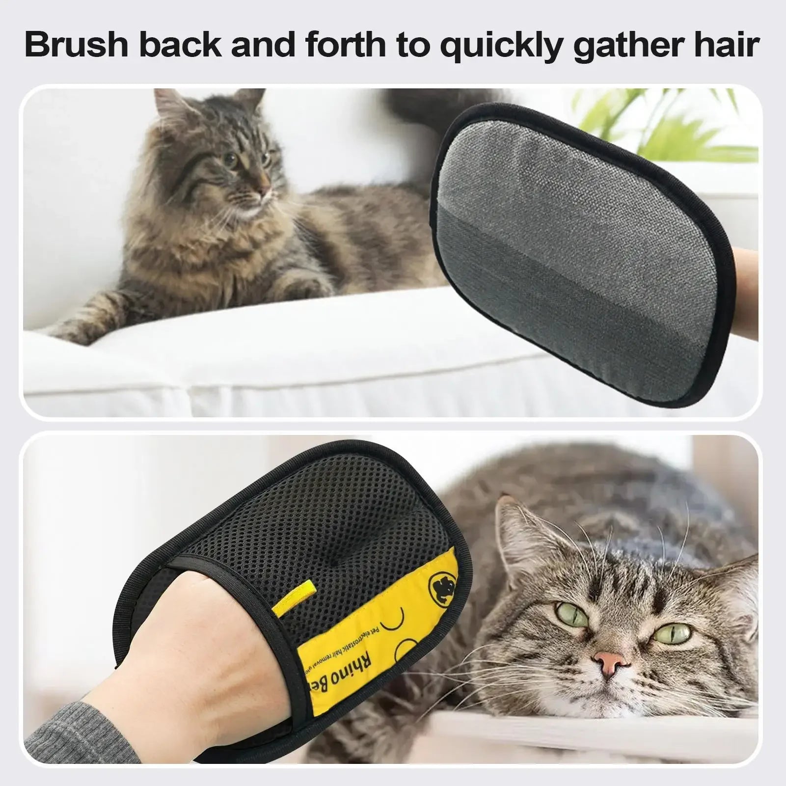 Cat Grooming Gloves Electrostatic Pet Hair Removal Brush for Cleaning Sofa Carpet Clothes Double-sided Pet Hair Remover