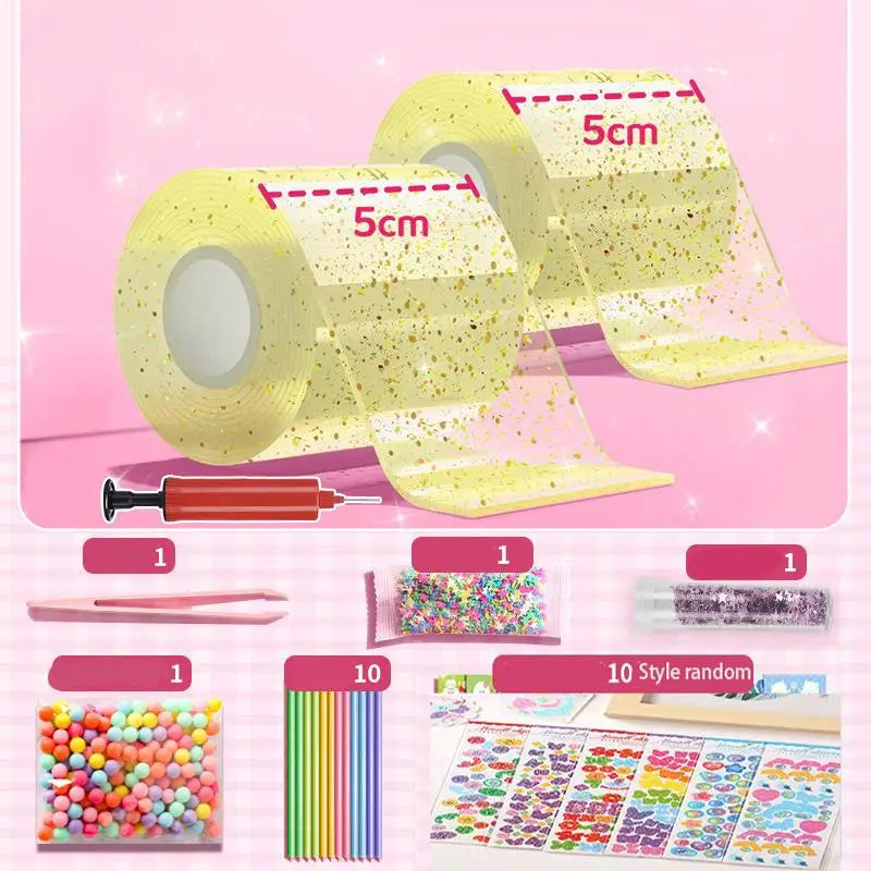 PET Nano Glue Knead Music Double Sided Tape Blow Bubbles Full Set Of Nano Tape Bubble Blowing Decompression Toy Stickers
